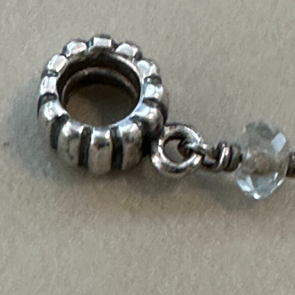 Authentic PANDORA SILVER Birthstone MARCH AQUAMARINE DANGLE CHARM - EUC - Picture 5 of 13